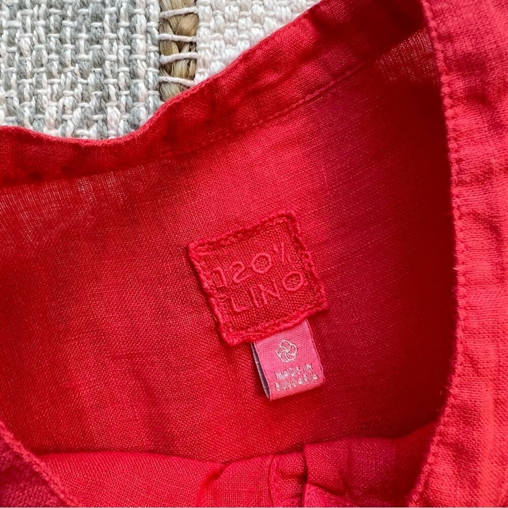 120% Lino Embroidered 100% Linen Shirtdress In Tulip Women’s Size 44 US 8 - Picture 9 of 11